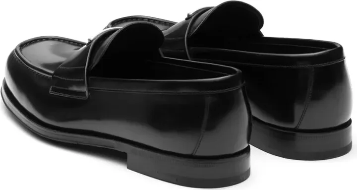 Triangle-Logo Brushed-Leather Loafers - Image 3