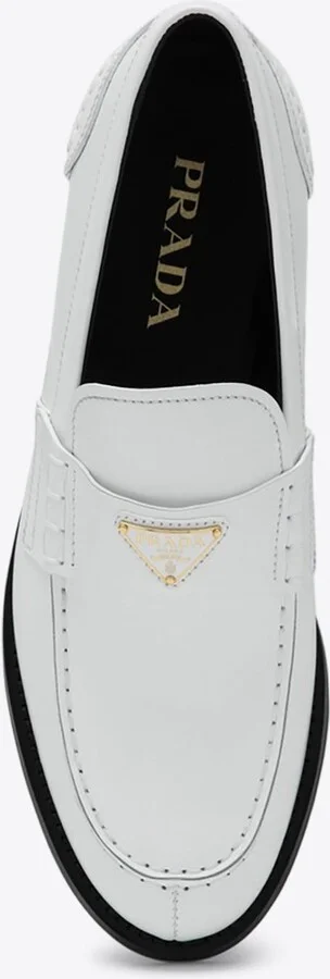 Triangle Logo Brushed Leather Loafers - Image 2