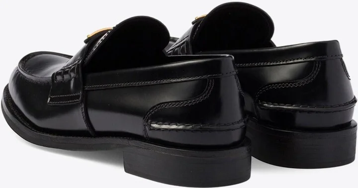 Triangle Logo Brushed Leather Loafers - Image 2
