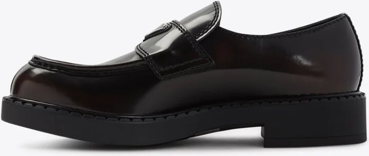 Triangle Logo Brushed Leather Loafers - Image 2