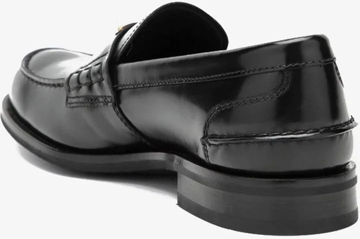 Triangle Logo Brushed Leather Loafers - Image 2