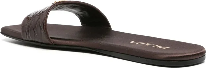Triangle-Logo Embossed-Crocodile Slides - Image 3