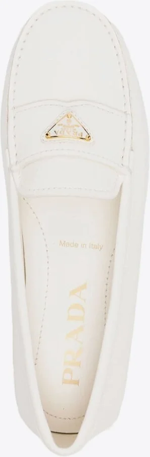 Triangle Logo Grained Leather Loafers - Image 3