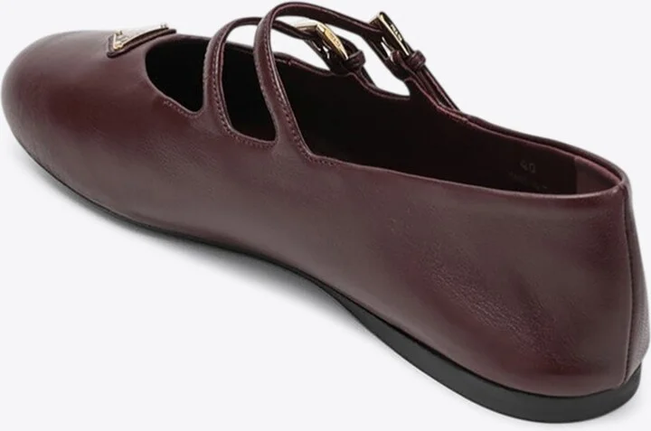Triangle Logo Leather Ballet Flats - Image 2