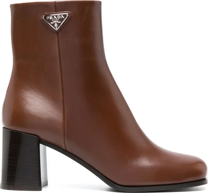 Triangle-Logo Leather Boots