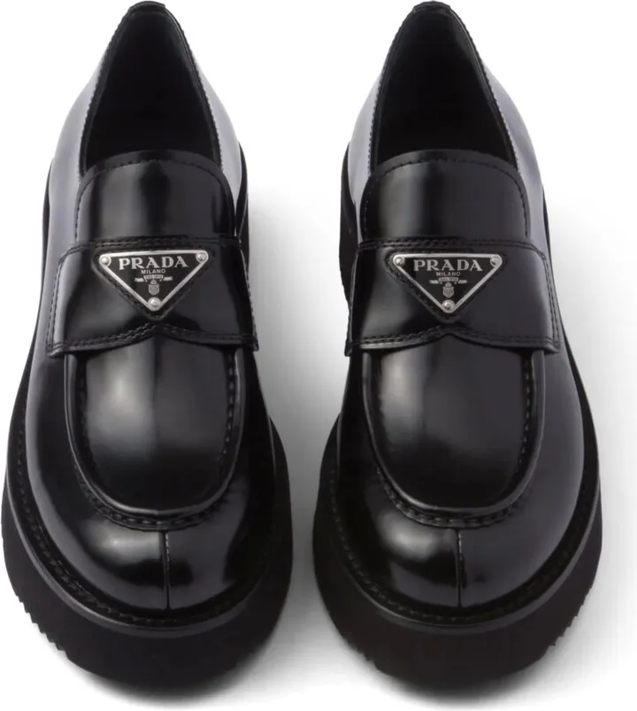 Triangle-Logo Leather Loafers - Image 4