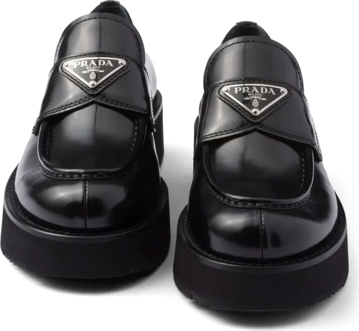 Triangle-Logo Leather Loafers - Image 5