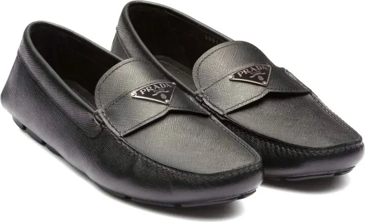 Triangle-Logo Leather Loafers - Image 2