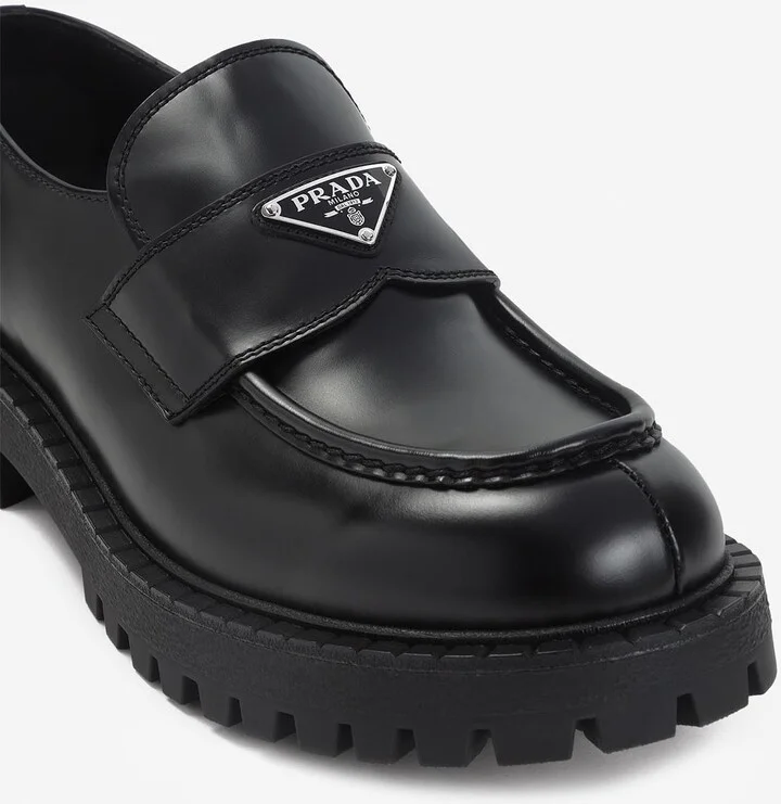 Triangle Logo Leather Loafers - Image 3