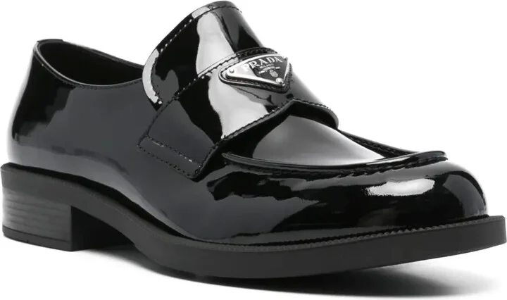 Triangle-Logo Leather Loafers - Image 2