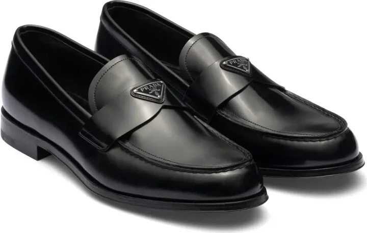 Triangle-Logo Leather Loafers - Image 2