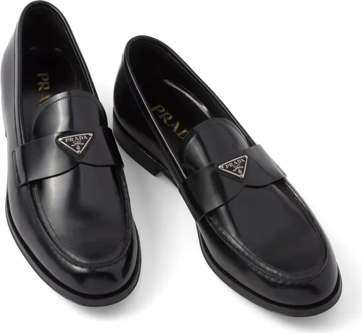 Triangle-Logo Leather Loafers - Image 4