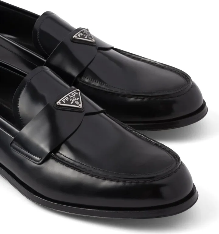 Triangle-Logo Leather Loafers - Image 5