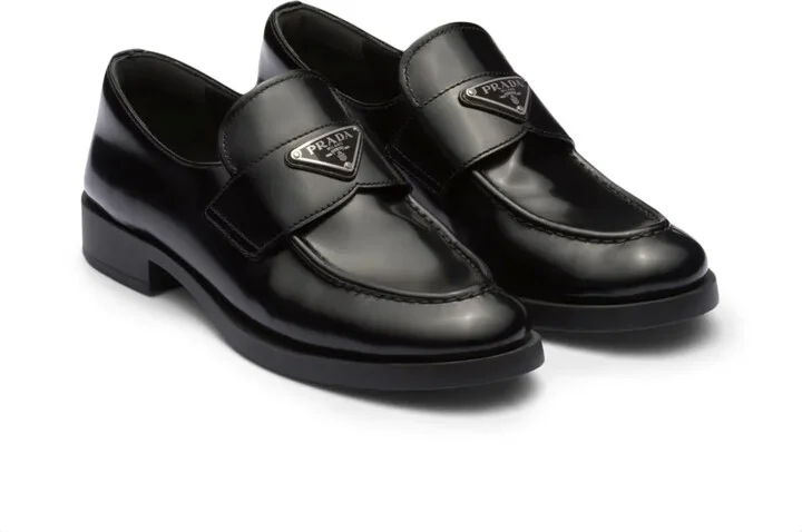 Triangle-Logo Leather Loafers - Image 2