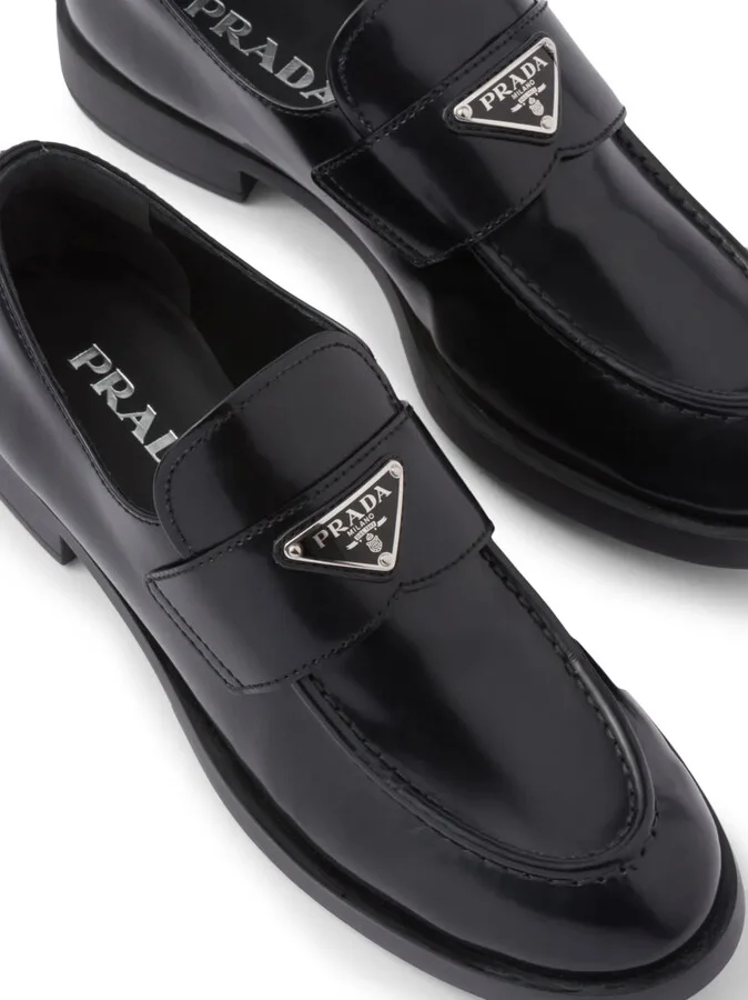 Triangle-Logo Leather Loafers - Image 5