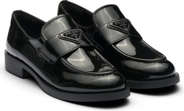 Triangle-Logo Leather Loafers - Image 2