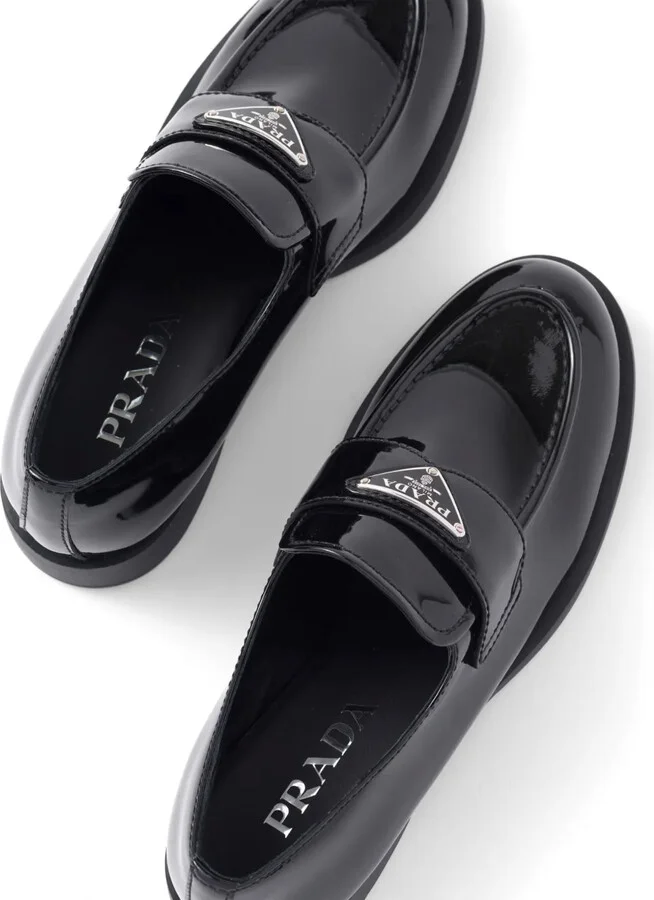 Triangle-Logo Leather Loafers - Image 5