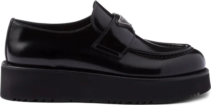 Triangle-Logo Leather Loafers