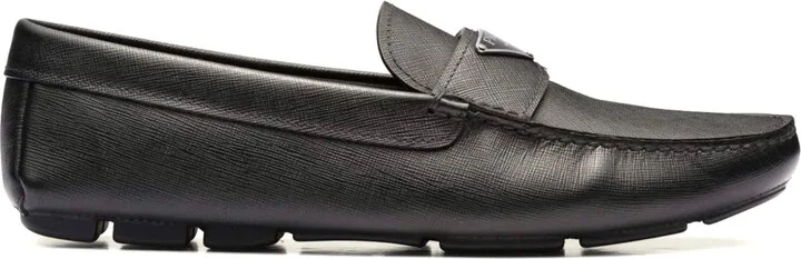 Triangle-Logo Leather Loafers