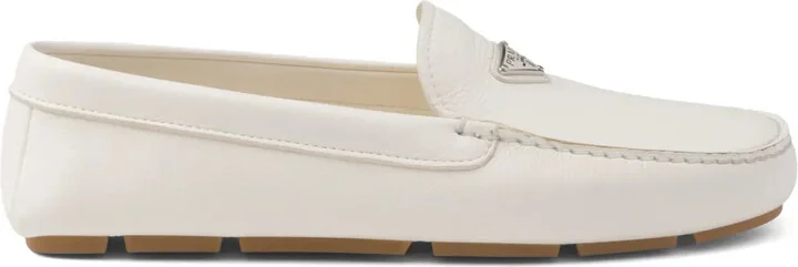 Triangle-Logo Leather Loafers