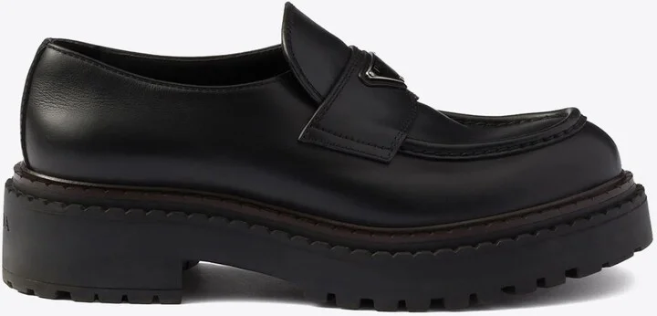 Triangle Logo Leather Loafers