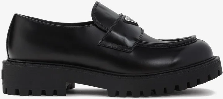 Triangle Logo Leather Loafers