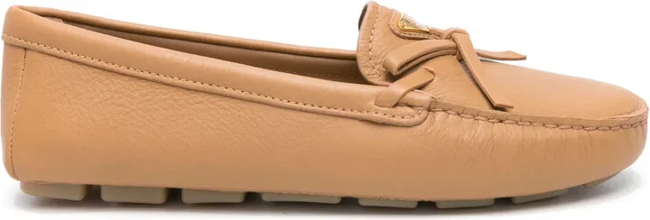 Triangle-Logo Leather Loafers