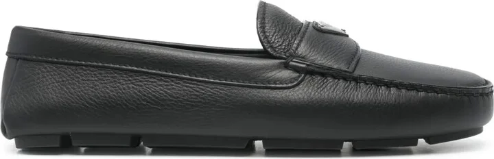 Triangle-Logo Leather Loafers