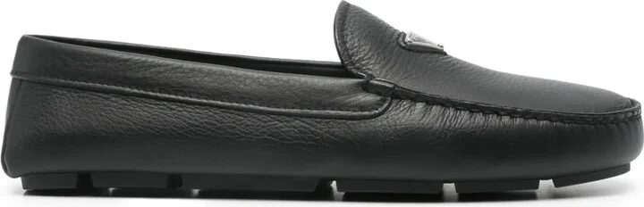 Triangle-Logo Leather Loafers