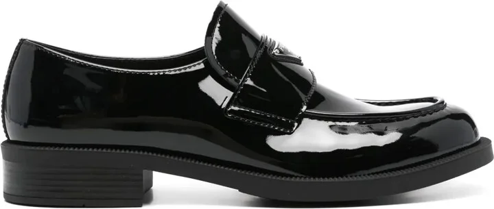 Triangle-Logo Leather Loafers