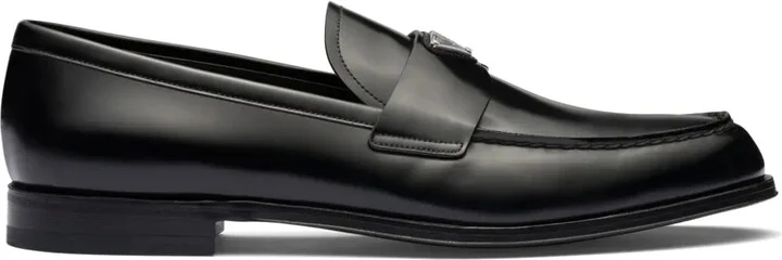 Triangle-Logo Leather Loafers