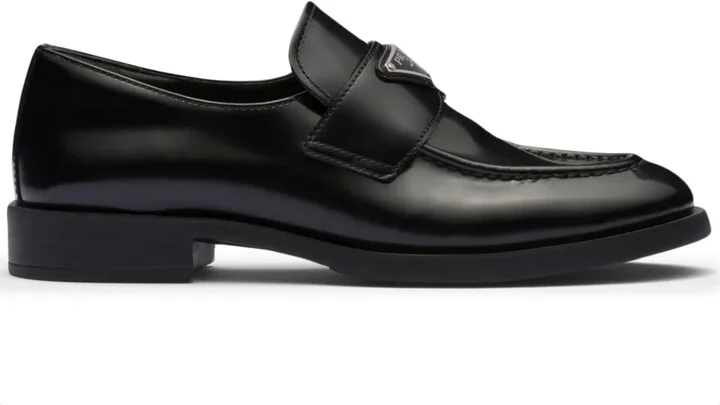 Triangle-Logo Leather Loafers