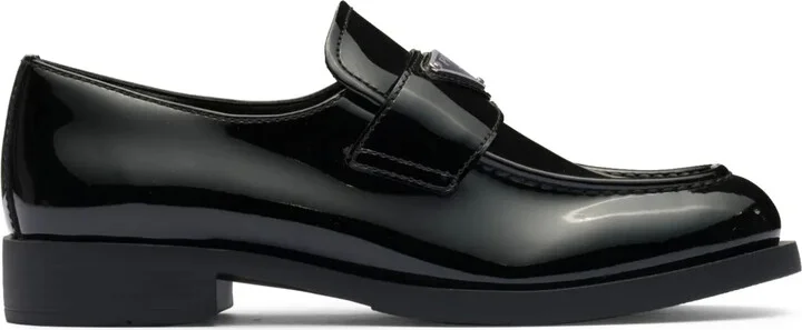 Triangle-Logo Leather Loafers