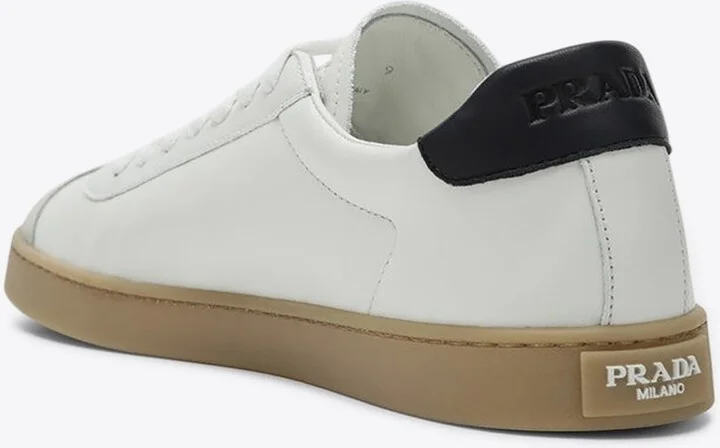 Triangle Logo Leather Low-Top Sneakers - Image 2
