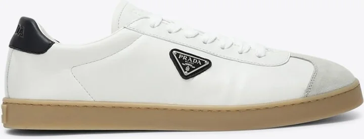 Triangle Logo Leather Low-Top Sneakers