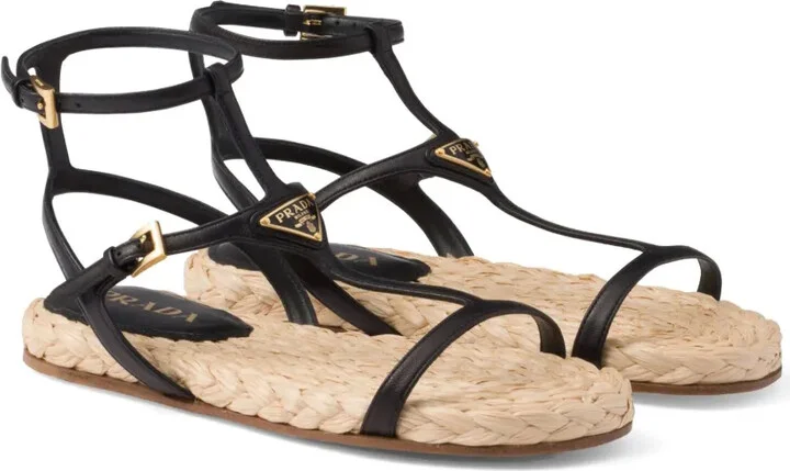 Triangle-Logo Leather Sandals - Image 2