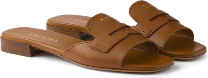 Triangle-Logo Leather Sandals - Image 2