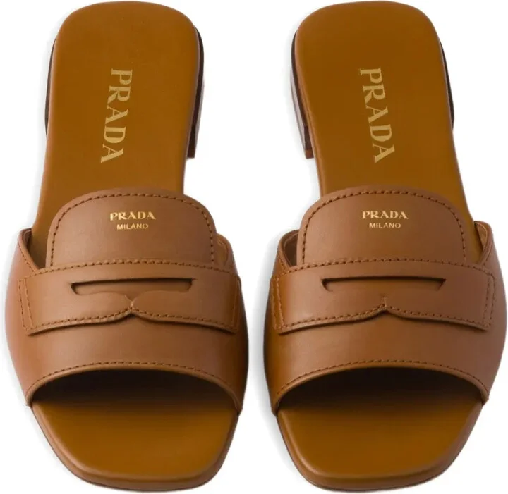 Triangle-Logo Leather Sandals - Image 4