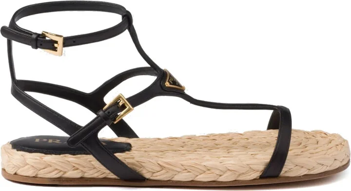 Triangle-Logo Leather Sandals