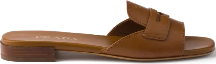 Triangle-Logo Leather Sandals