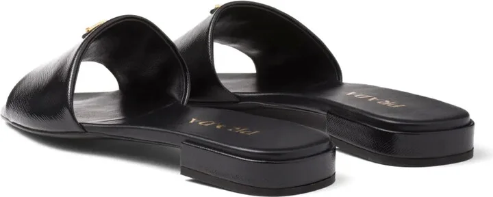 Triangle-Logo Leather Slides - Image 3