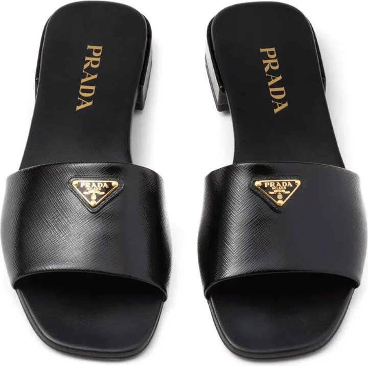 Triangle-Logo Leather Slides - Image 4
