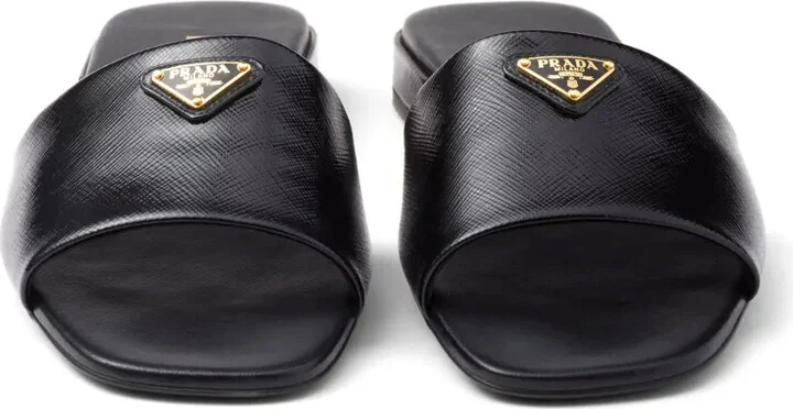 Triangle-Logo Leather Slides - Image 5