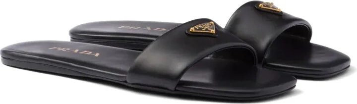 Triangle-Logo Leather Slides - Image 2