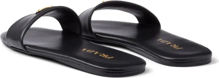 Triangle-Logo Leather Slides - Image 3