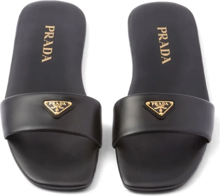 Triangle-Logo Leather Slides - Image 4