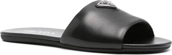 Triangle-Logo Leather Slides - Image 2