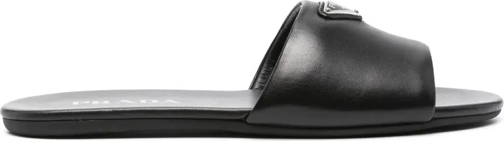 Triangle-Logo Leather Slides