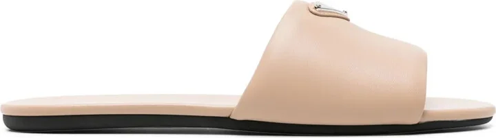 Triangle-Logo Leather Slides