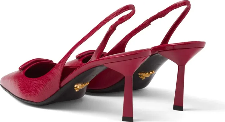 Triangle-Logo Leather Slingback Pumps - Image 3